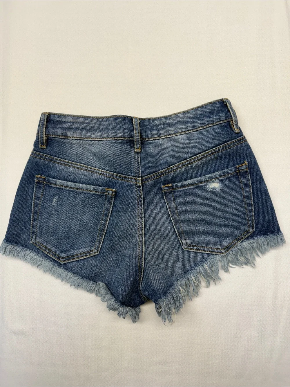 PacSun High Rise Festival Denim Shorts. Distressed Blue Denim Cutoff Shorts